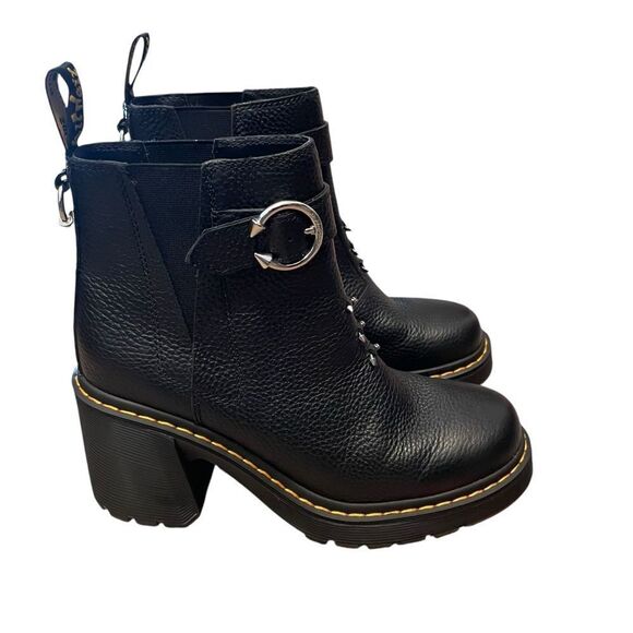 Dr. Martens Spence Piercing Leather Flared Heel Chelsea Boots Black size 10 Rare - Picture 2 of 7